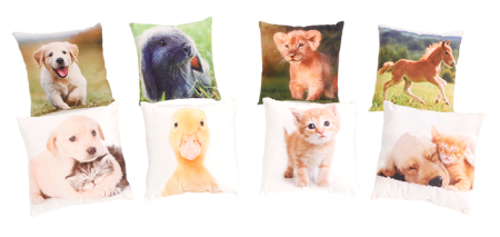 Kuschelkissen mit verschiedenen Tiermotiven